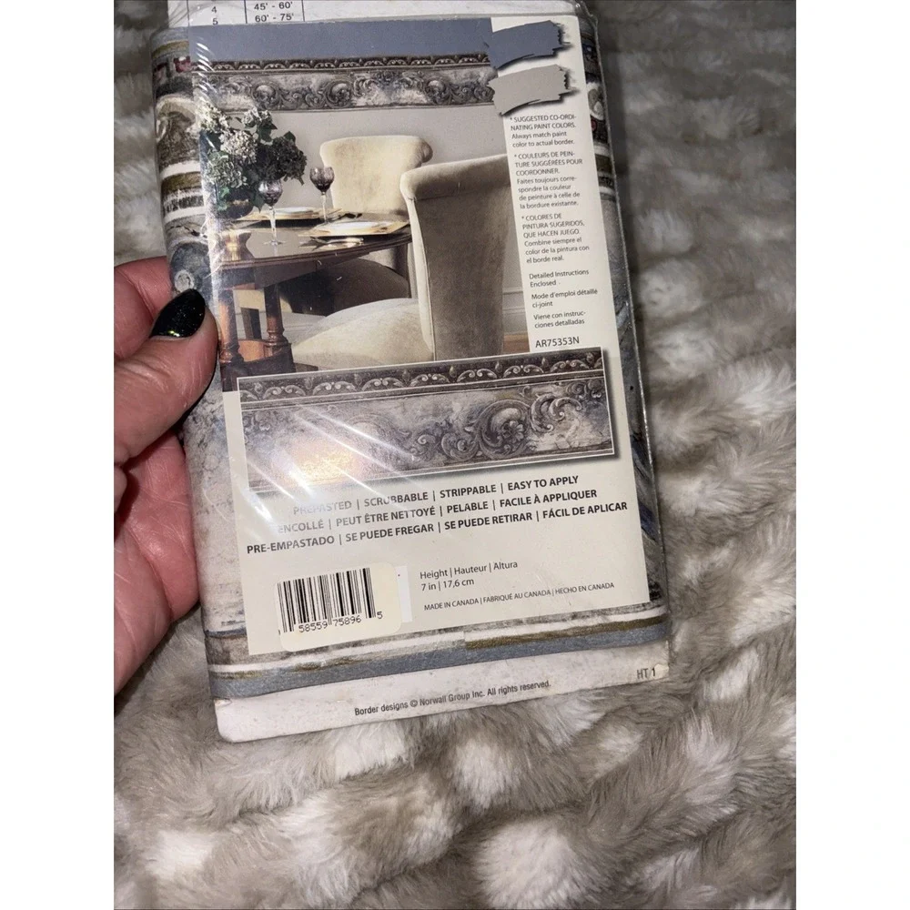 Vintage Home Trends Wallpaper Blue Florentine Border Scroll 7